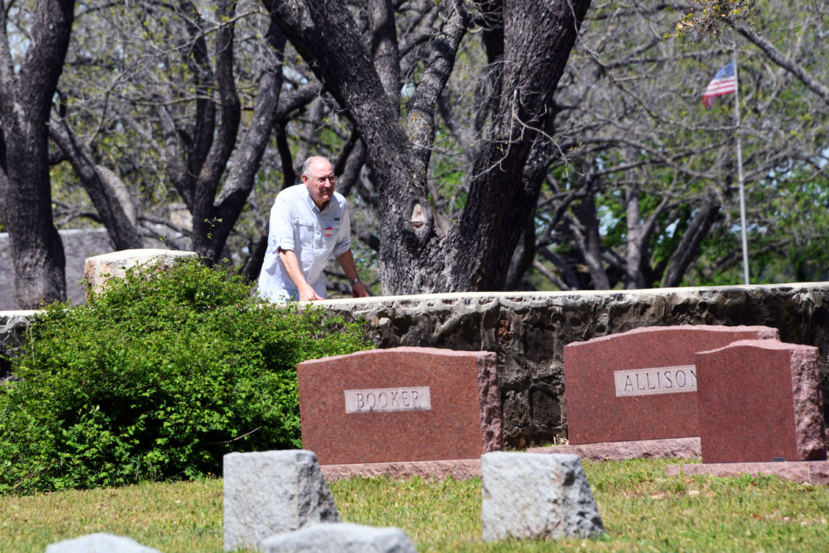 210 James Watt views the Johnson Family Cemetery.JPG